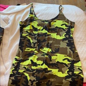 Neon green camo dress